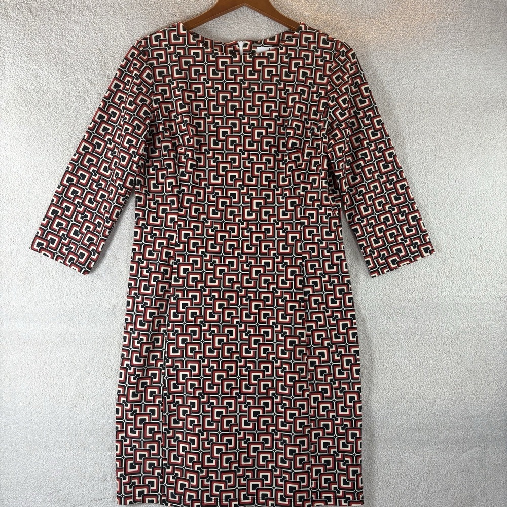 Jude Connally Geo Print Dress 3/4 sleeve Seed‎ Black Cream No Size Tag Est. Med